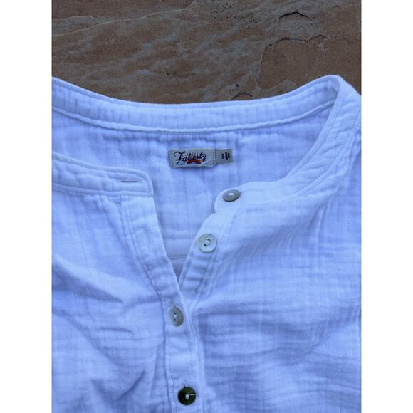 Faherty dream cotton Desmond Gauze White top Womens Size S - Picture 3 of 4